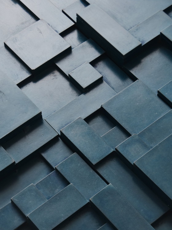 Image 1 of Set of deep blue brutalist wall objects