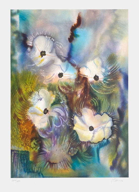 Image 1 of Michèle CURINIER Fleurs Signed lithograph 2000