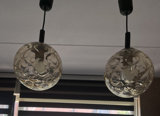 Image 1 of 2x lampade da soffitto a sfera in vetro vintage anni '70