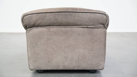 Image 1 of Graues Vintage Leder Elemente Design Sofa 2 Elemente + Hocker
