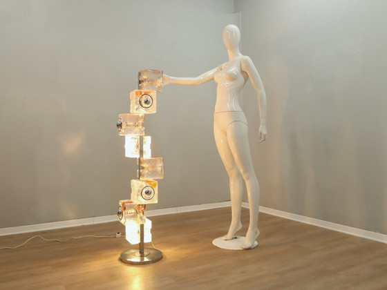 Image 1 of Lampada da terra in vetro cubico di Murano di Toni Zuccheri per VeArt, anni '70