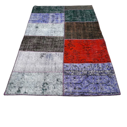Türkischer Vintage -Patchwork-Teppich
