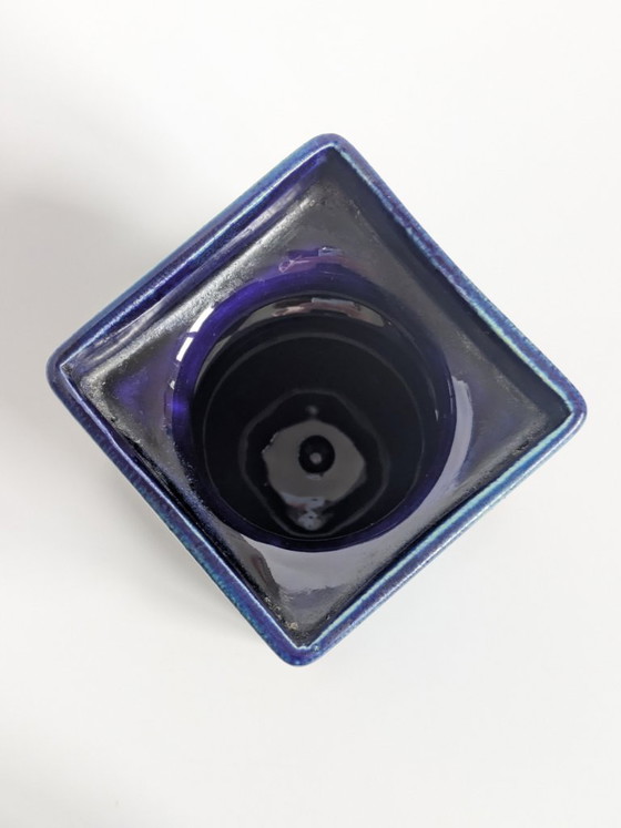 Cari Zalloni for Steuler Vase, Model 510, Space Age Ceramic Pillar, Cobalt & Turquoise (photo 11 of 16)