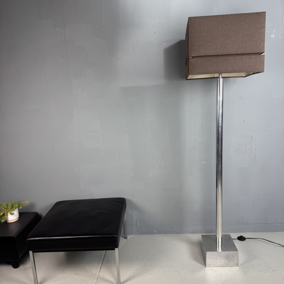 Image 1 of Mid Century modern hocker zwart leer/chroom