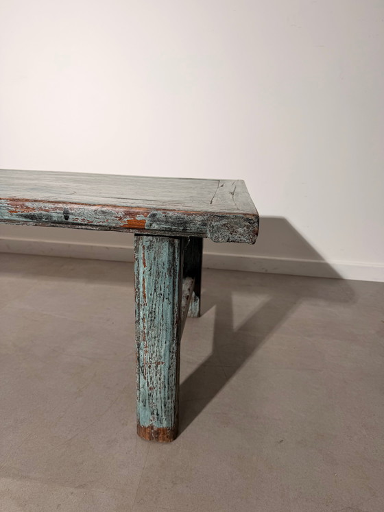 Table basse ancienne – Turquoise vieilli – Tables basses, Wood (photo 5 of 5)