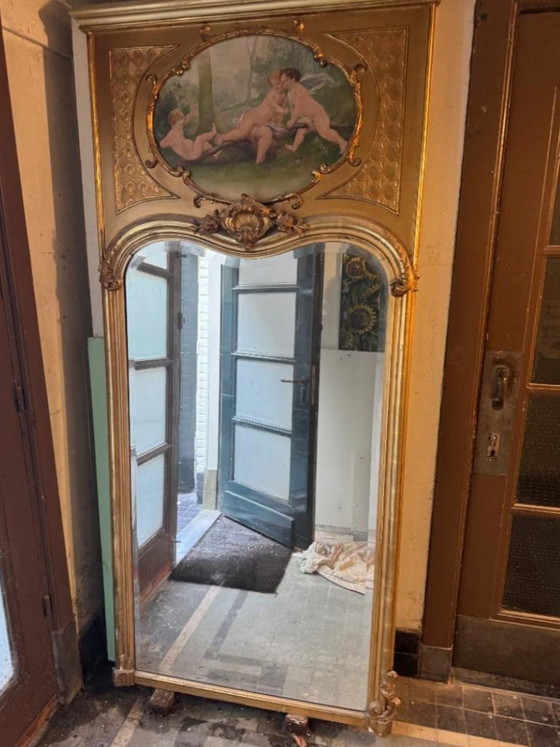 Image 1 of Large Antique Louis XV Mirror  Gilded Rococo