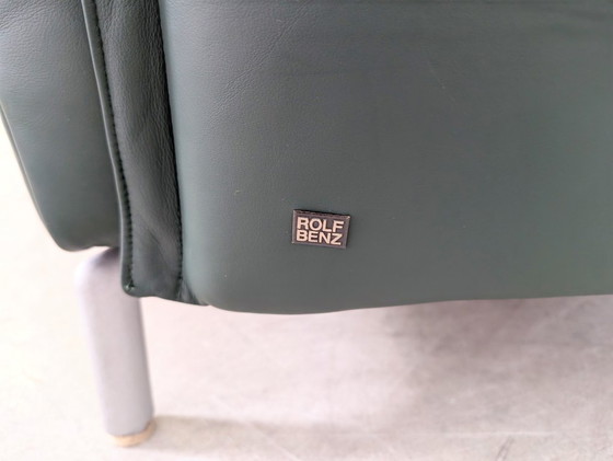 Image 1 of Original Rolf Benz Sofa Leder Design Couch dunkelgrün Zweisitzer