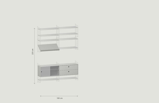 String Furniture Wandkast – Grijs – 220x160cm