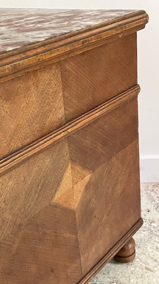 Image 1 of TABLE de Chevet Ancienne Bois et MARBRE