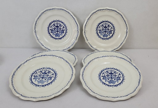6 Gien Faience Dinner Plates Rouen Model
