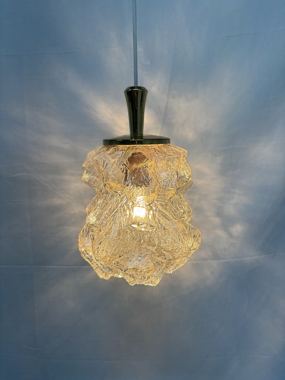Image 1 of Vintage Peill & Putzler "Alaska" pendant lamp ice glass 1970