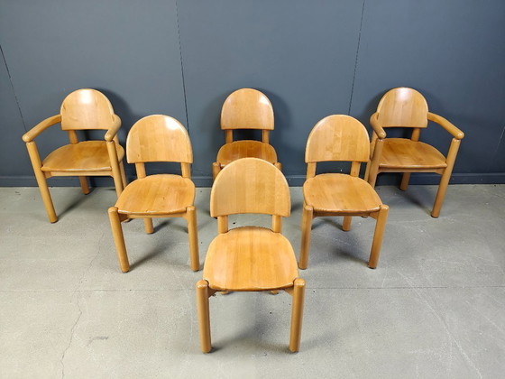 Image 1 of Rainer Daumiller pine wood dining chairs for Hirtshals Savvaerk set of 6, 1980s