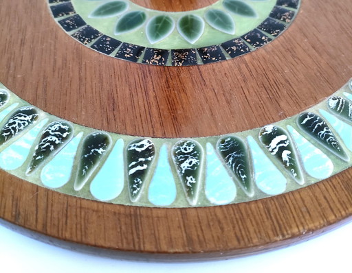 Vintage Enameled Wood Cheese Tray