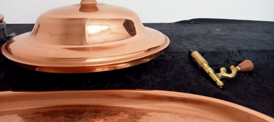Image 1 of Swiss copper chocolate coffee mulled wine taps can with fire