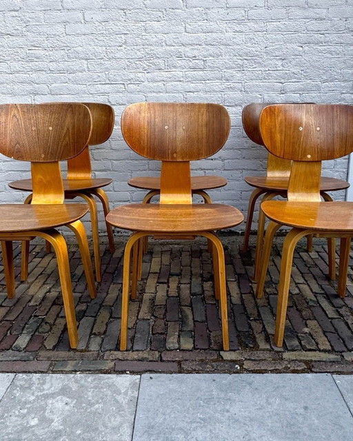 6 x Cees Braakman Pastoe SB02 Stoelen