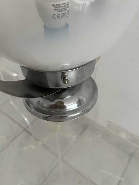 Image 1 of Vintage glass and chrome table lamp