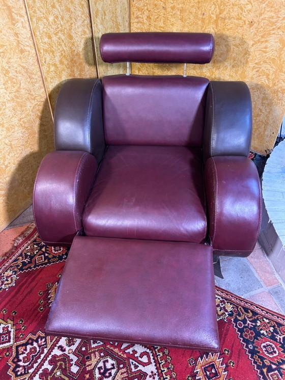 Image 1 of Vintage lederen fauteuil in art-decostijl - Racer geïnspireerd ontwerp comfort, vakmanschap