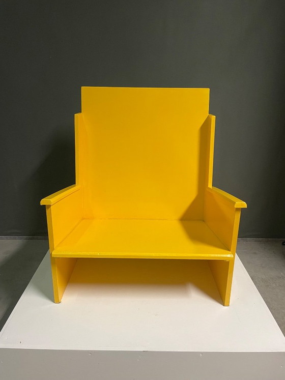 Fauteuil géométrique, jaune, Bois, Modern (photo 4 sur 5)