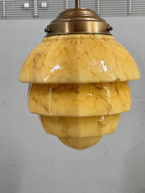 Image 1 of Lampada a sospensione marmorizzata Art Déco