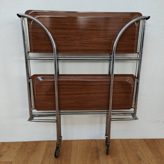 Image 1 of Vintage barcart drankkar trolley butlerwagen serveerwagen. Inklapbaar
