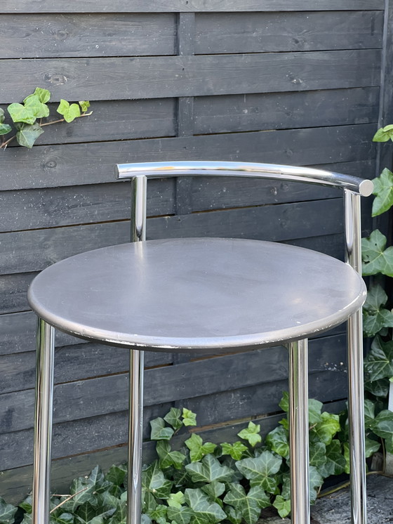 Image 1 of Set Of 2 Vintage Postmodern Chrome Bar Stools