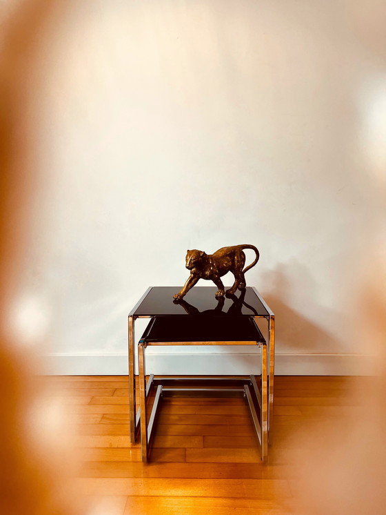 Image 1 of Tavolini laterali neri e cromati