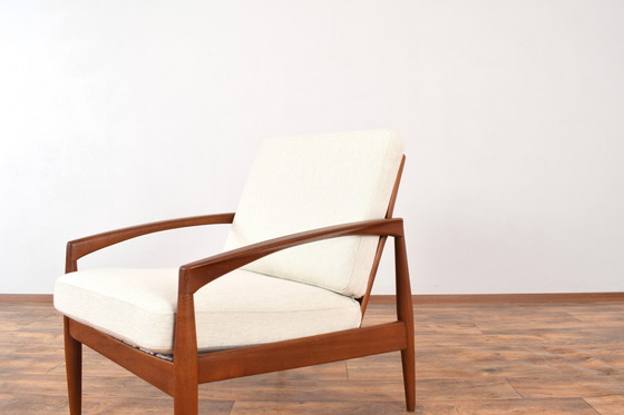 Image 1 of Chaise longue en teck à couteaux de papier entièrement restaurée par Kai Kristiansen pour Magnus Olesen, 1960S