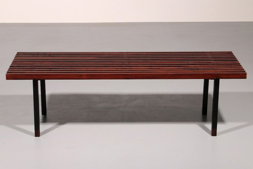 Teakwood and metal bench, Made in Italy, 1970s