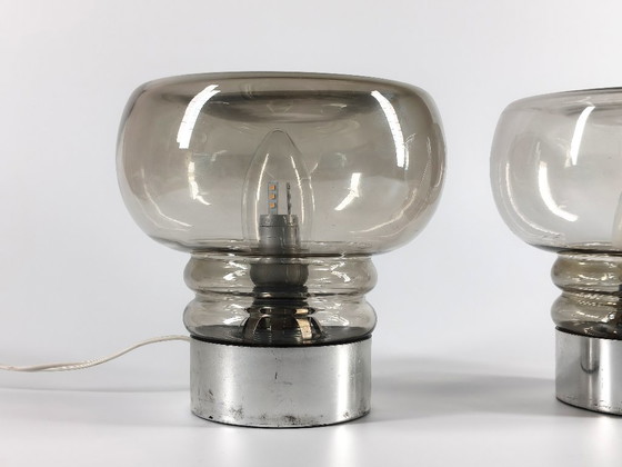Coppia di Lampade da tavolo Vintage anni '70 in Vetro Fumè – Illuminazione Design Retrò (photo 3 of 11)