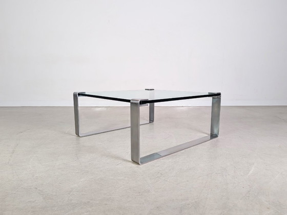 Image 1 of Mesa de centro clásica Peter Draenert 1022, mesa cuadrada de vidrio