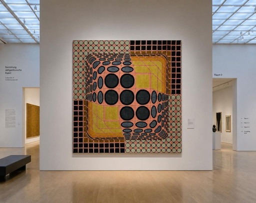 Alfombra de lana Victor Vasarely JENGE CA – Tejido a mano con base de algodón geométrico (220 x 225 cm) (photo 2 of 9)