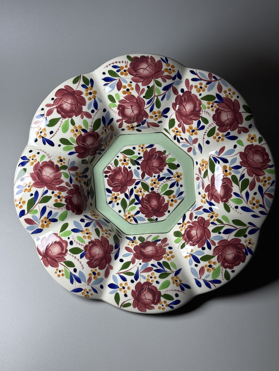 Image 1 of Boch Frères Keramis - Raymond Chevalier - Grote Art Deco Schaal, jaren 30