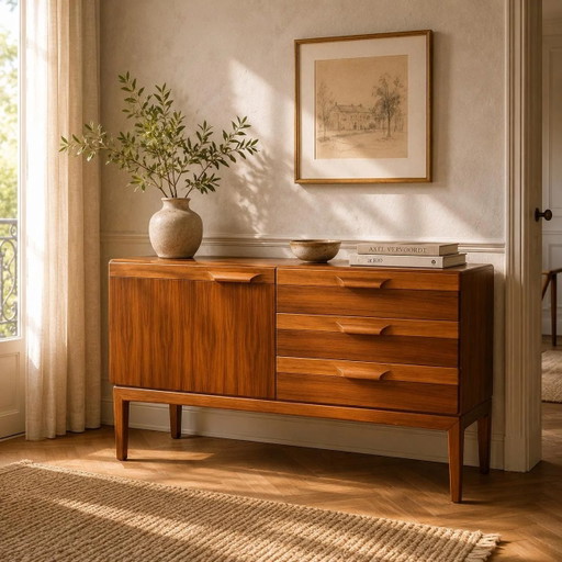 Palette Furniture Works Wernau - Deutsches Mid-Century Sideboard, hergestellt 1972. Mit Lieferschein auf der Rückseite und Marke