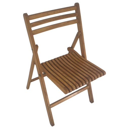Sedia pieghevole vintage con seduta curva