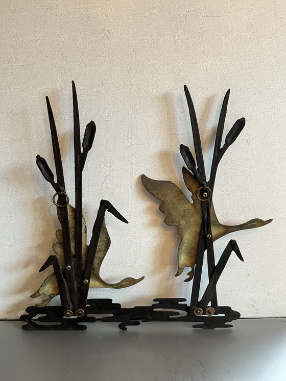 Image 1 of Uccelli decorativi da parete in ottone vintage