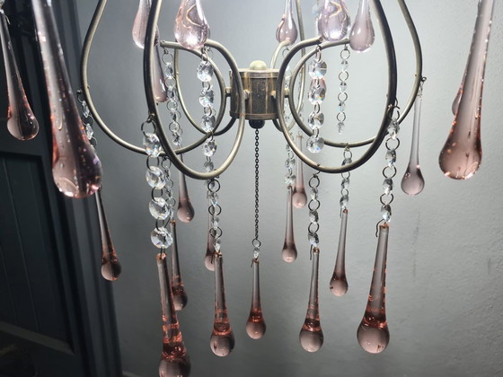 Image 1 of Lustre italien ancien en verre de Murano, Italie, années 1940