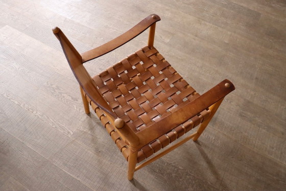 Paire de Fauteuils Safari en Cuir Cognac Tressé, Danemark, années 1960 – Leather (photo 20 of 21)