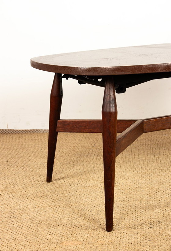 Image 1 of Mesa alta y baja danesa de teca y madera lacada en marrón, modelo Smørrebrød 1960.