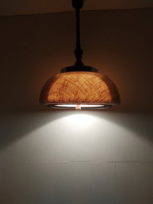 Space age 'honeycomb' 60s-70s design pendant lamp gold brown (height adjustable).