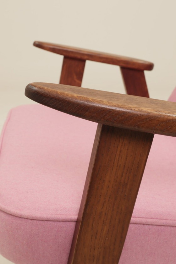 Image 1 of Fauteuil moderne du milieu du siècle en chêne et laine naturelle, design de J. Chierowski