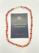collana in vetro di murano rosso con murrine - 45 cm