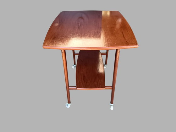 Image 1 of Louis van Teeffelen Teak Side Table on Castors for Wébé | Mid-Century 1960s