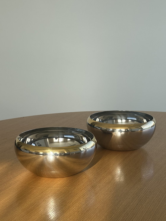 Image 1 of 2 insalatiere vintage Alessi - Acciaio inossidabile argento e oro