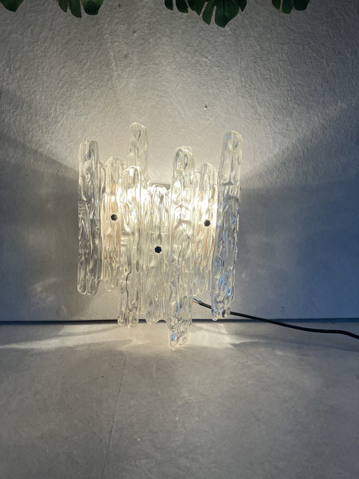 Vintage ice glass wall lamp of acrylic 3 panels