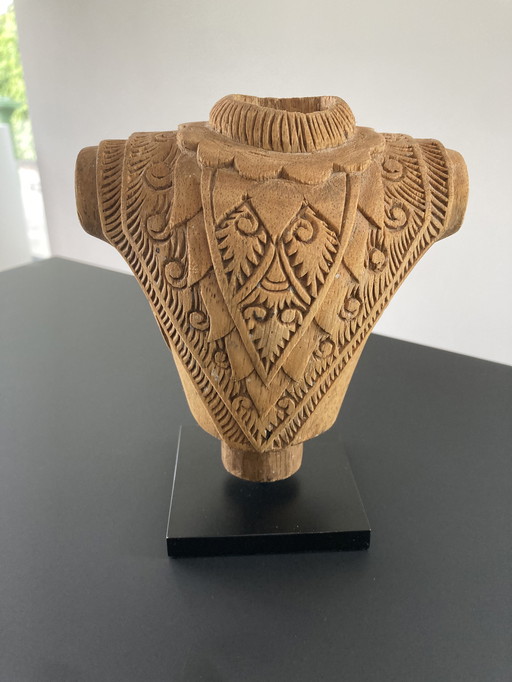 Carved wooden figurine of cuirass, 17 cm high