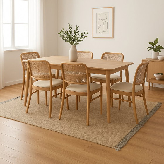 Image 1 of Designer-Teppich 160x230 - Handgefertigt in Ägypten - Ägyptische Wolle - Beige mit grauen Fransen