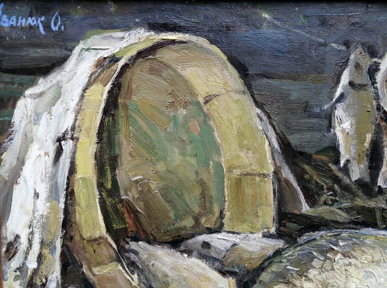 Dipinto a olio originale Natura morta Pesce sul tavolo – Dipinti e disegni, Tela (photo 8 of 11)