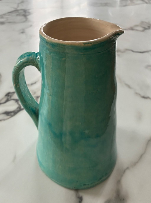 Brocca in terracotta smaltata color turchese