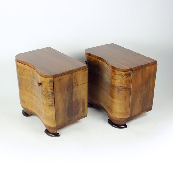 Image 1 of Art Deco nachtkastjes van Jindřich Halabala voor Up Závody, jaren dertig