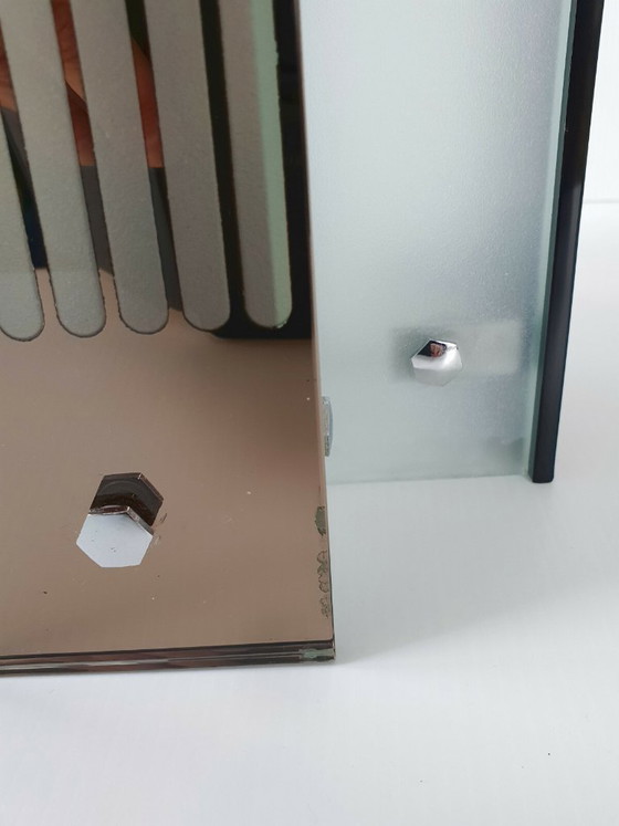 Image 1 of Italiaanse vintage kroonluchter uit de jaren 70 van glas en spiegelglas, Fontana Arte 70s.